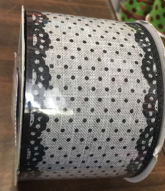 RW8007   2.5"X10YDS   Swiss Dots  Gray/Black