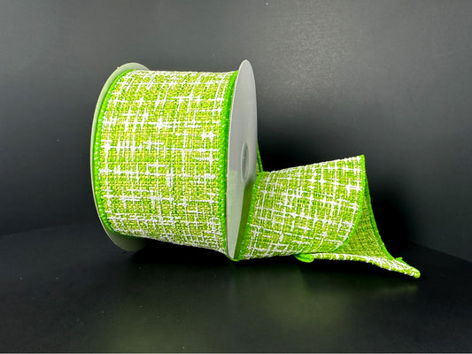 41515-40-09: LIME-WHT EMBELLISHED TWEED, 2.5"X10Y