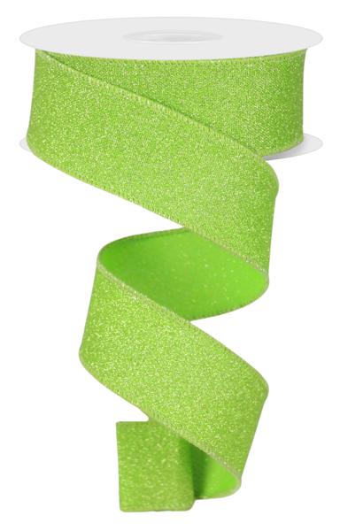 RGE1789LT  1.5" x 10yd Fine Glitter On Faux Royal Fresh Green