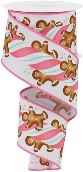 RGE1580TK  2.5" X 10YD Gingerbread Kids Candy White,Pink