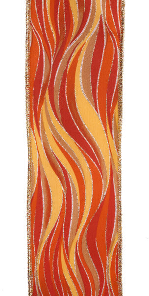 RGF193720  2.5" x 10yd Wavy Stripes Orng/Rust/Tan/Must/Gold