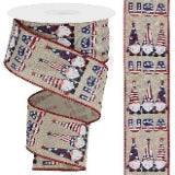 HJ500318  2.5" x 10yd USA Patriotic Gnome  Natural/Red/Wht/Bl