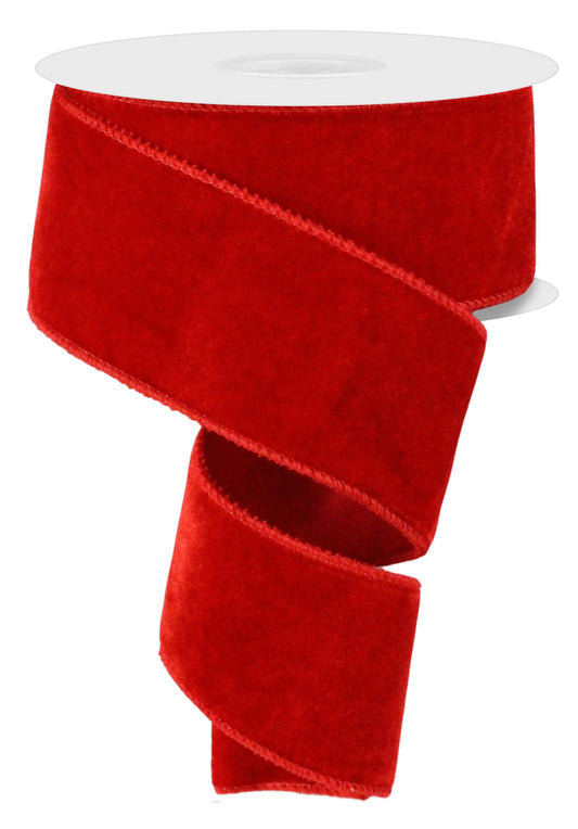 RGE165924   2.5" x 10yd Deluxe Velvet/Satin Backing   Red
