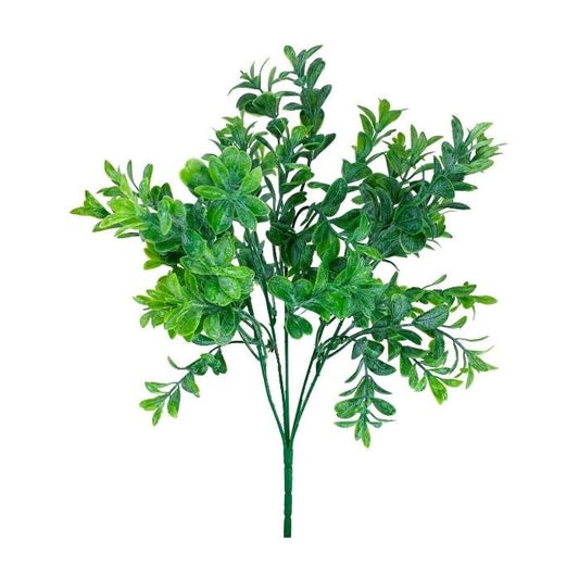 CS13114   15" H   Plastic Leaf Bush     Green