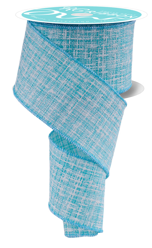 RGF1693A2  2.5" x 10yd Knit Look Texture Ribbon – Turquoise/White – Wired Ribbon