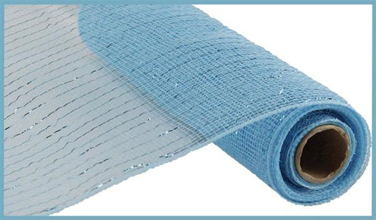 RE130144  10" x 10yd Metallic Mesh Turq Blue W/Turq Foil