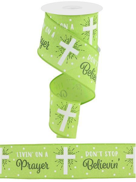 RGC17651A    2.5" x 10yd Don't Stop Believin' Cross/Ryl    Brt Green/White/Charcoal