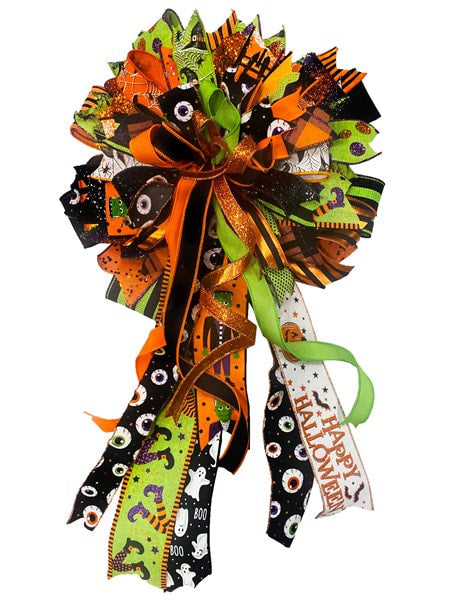 RGE1537LT  2.5" x 10yd Witch Hats And Spiders Fresh Green/Grey/Orange