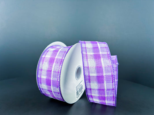 42418-09-37: LAVNDR-WHT KENTINI PLAID, 1.5"X10Y