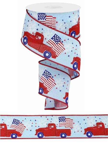 RG0199714  2.5" x 10yd Patriotic Truck On Royal Pale Blue/Red/White