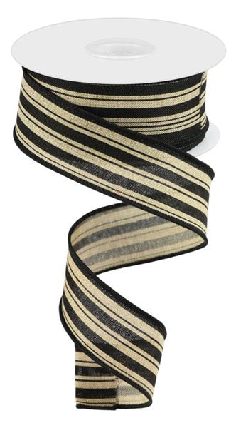 RGC149901 1.5"X10yd Vertical Stripe/Royal Lt Beige/Black