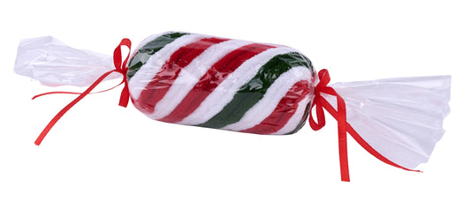 XC1169J8      11.375"L x 2.375"Dia Peppermint Stick     White/Red/Emerald Green