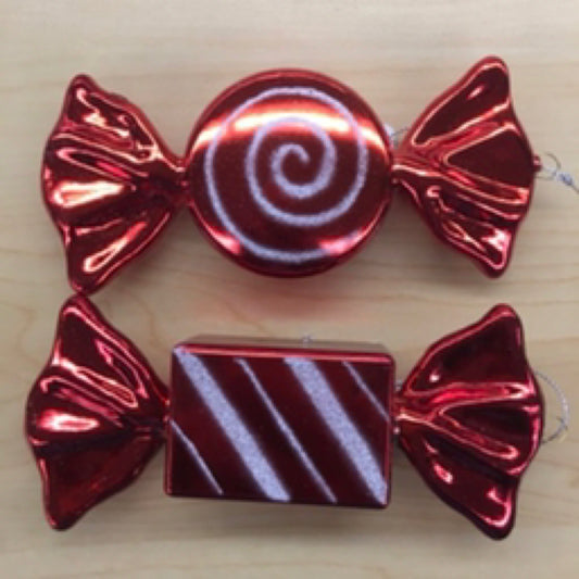 XY9248MA  6" x 3" Candy Ornament Red'Wht