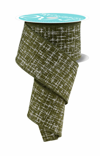 RGF169352   2.5"X10YD   Knit Look Texture   Moss Green/Ivory