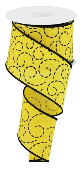 RGC127529  2.5" x 10yd Dashed Swirls Yellow/Black
