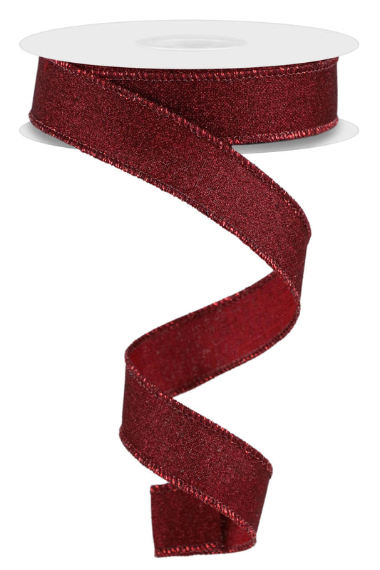 RGE738005    7/8" x 10yd Fine Glitter on Royal Ribbon – Burgundy – Sparkle Wired Ribbon
