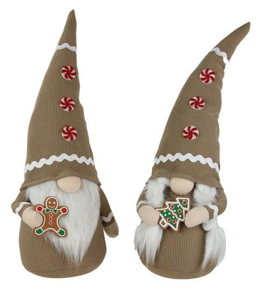 XN4335    16"H Gingerbread Gnome   Tan/Red/White