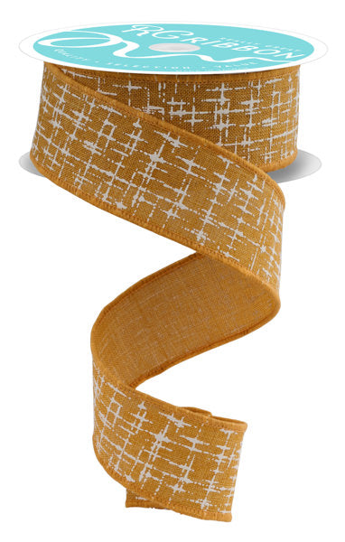 RGF1689F4   1.5"X10YD  Knit Look Texture   Dk Mustard/Ivory