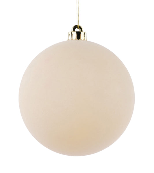 XH1150HY    150Mm Smooth Flocked Ball Ornament   Cream