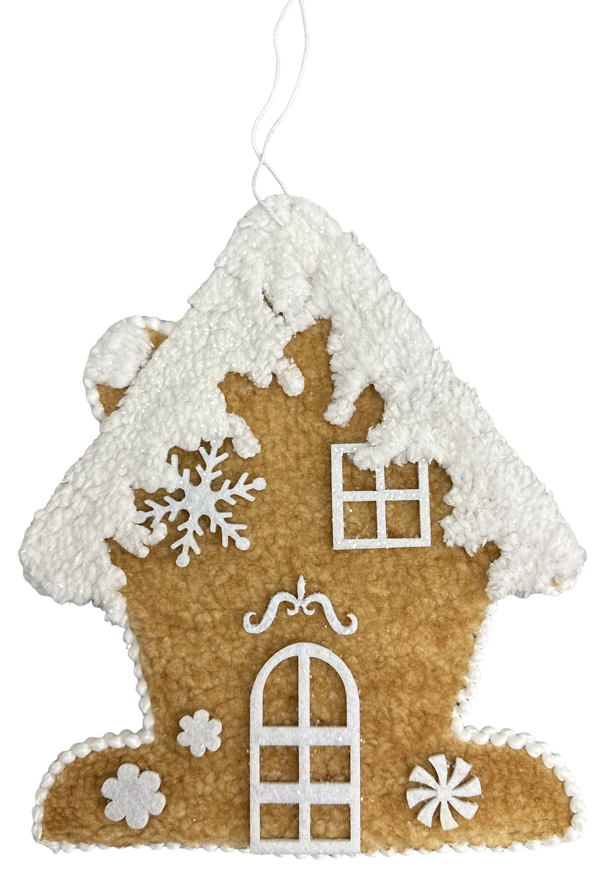 86835BN    H10xW9   Gingerbread House Ornament      Brown/White
