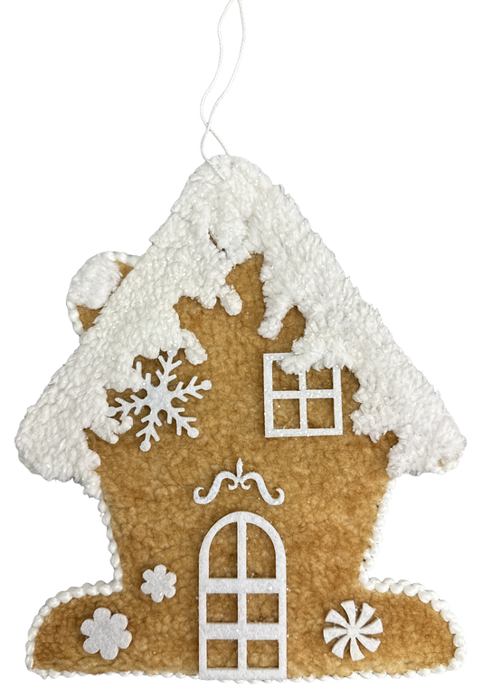 86835BN    H10xW9   Gingerbread House Ornament      Brown/White