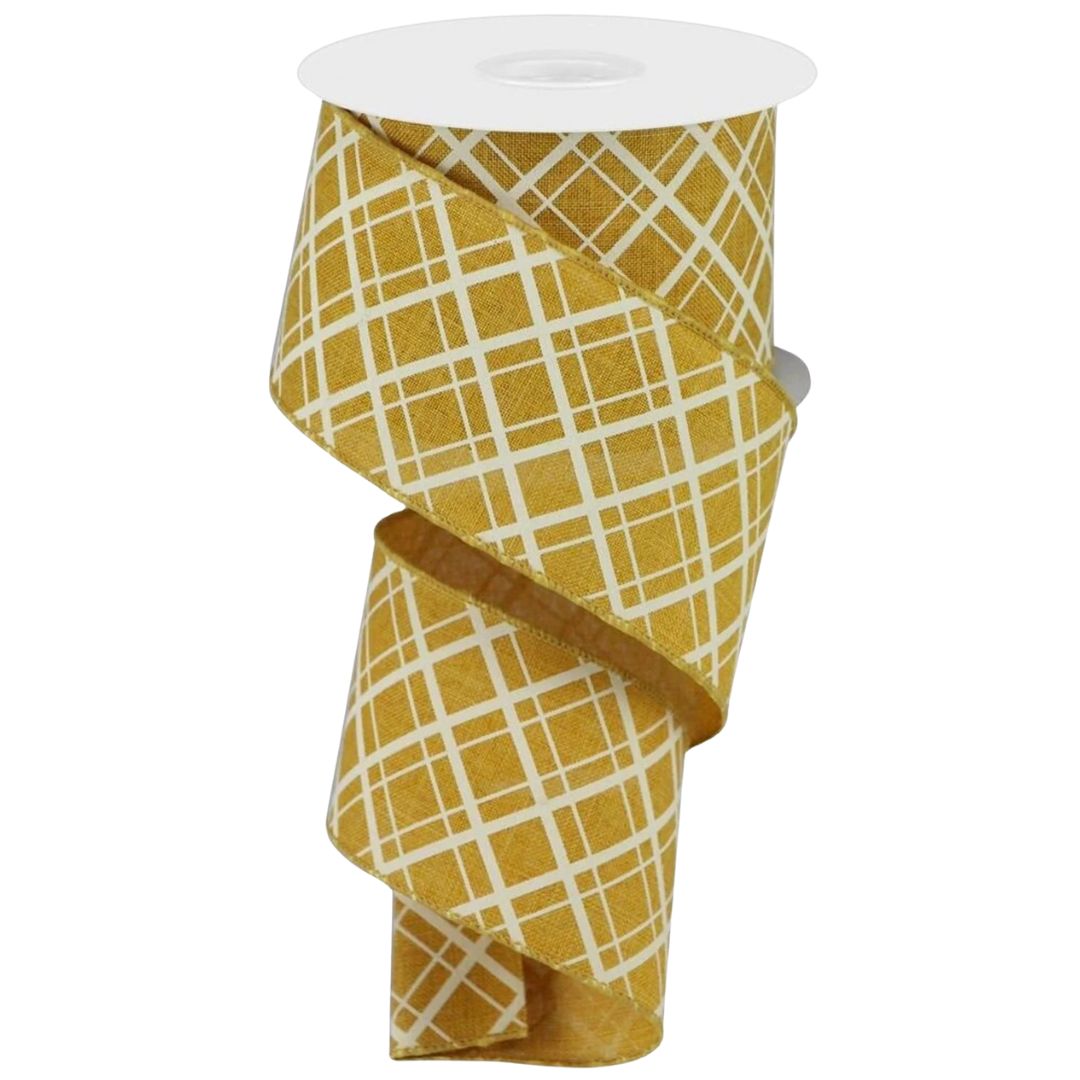 RGA15068M 2.5"X10YD Thick/Thin Diagonal Check   Dk Mustard/Ivory