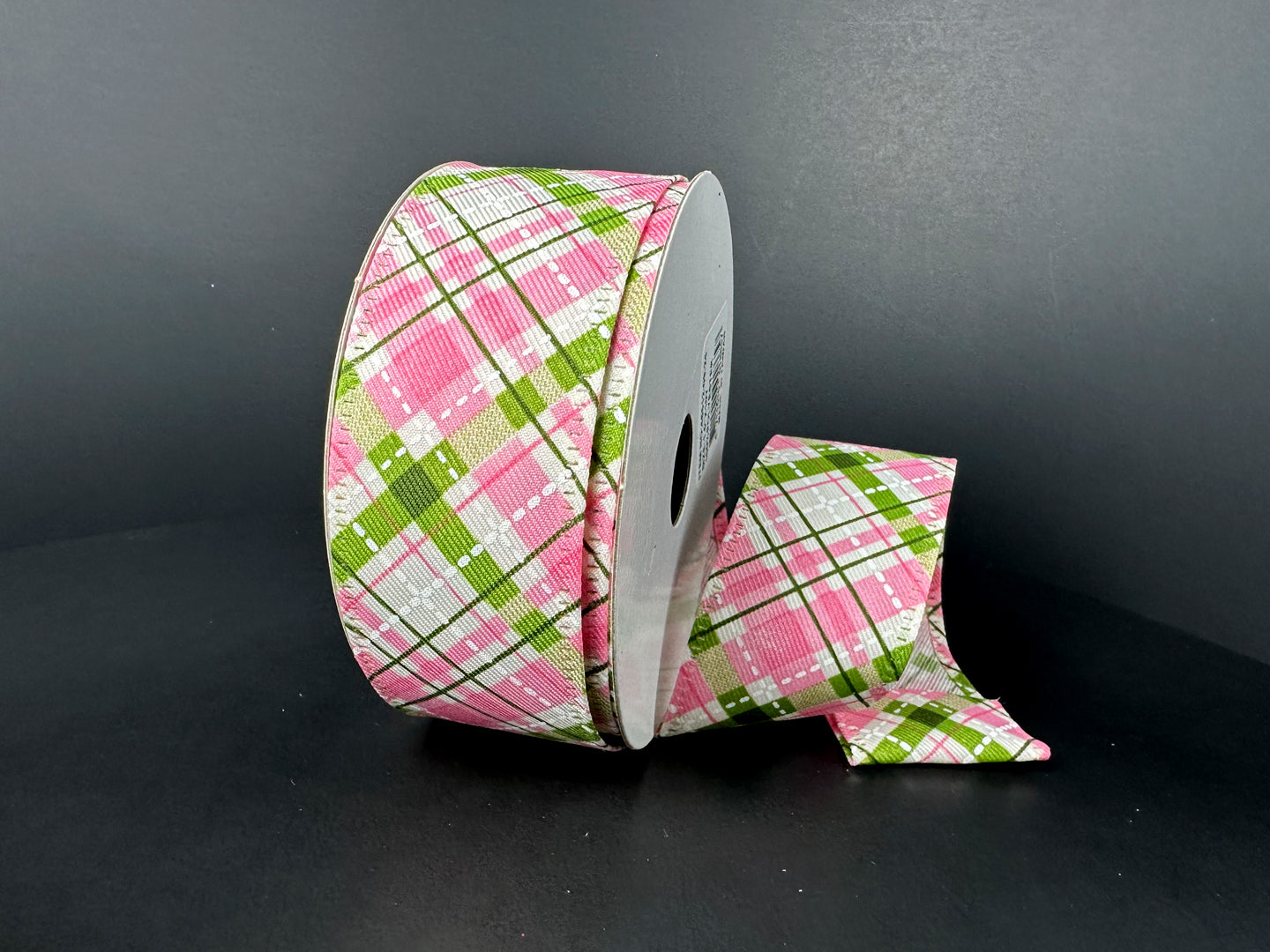 46512-09-24: CRM DIAG LIN/PNK-MOSS-WHT ARGYLE, 1.5"X10Y