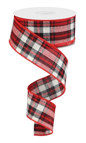 RG01780  1.5" x 10yd Woven Plaid Red/Black/White