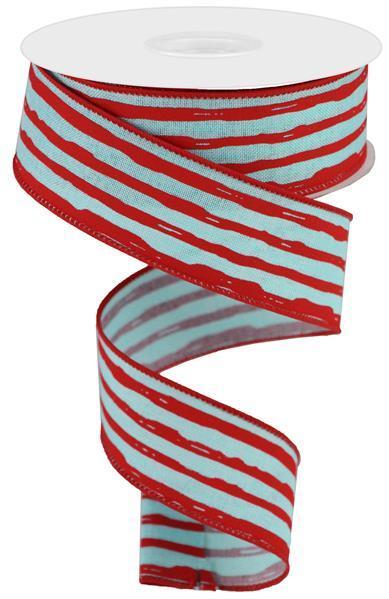RGA1381TA   1.5" x 10yd Irregular Stripes On Royal    Ice Blue/Red
