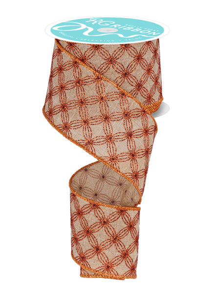 RGF134701  2.5" x 10yd Multi Circles/Dot Lt Beige/Copper/Brown