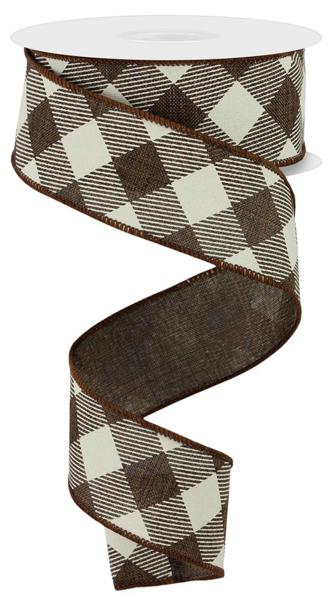 RGA127304   1.5" x 10yd Diagonal Check On Royal   Brown/Ivory