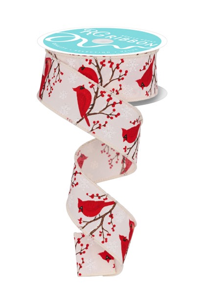 RGF135830  1.5" x 10yd Cardinal/Snowflake/Berry Ivory/Multi