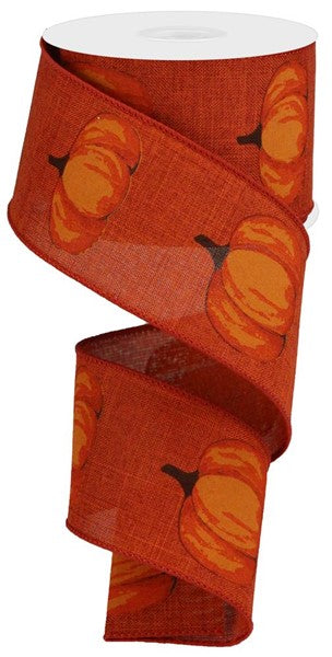 RG0172974  2.5" x 10yd Pumpkin On Royal Rust/Multi Orange/Brown