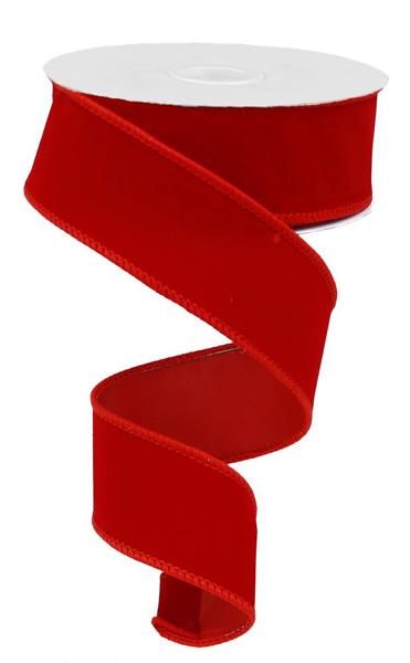 RL195424  1.5" x 10yd Outdoor Velvet Ribbon Red