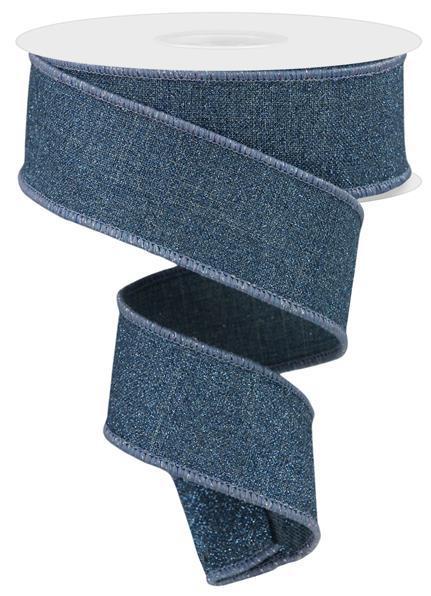RGE1380NT     1.5" x 10yd Fine Glitter On Royal    Smoke Blue