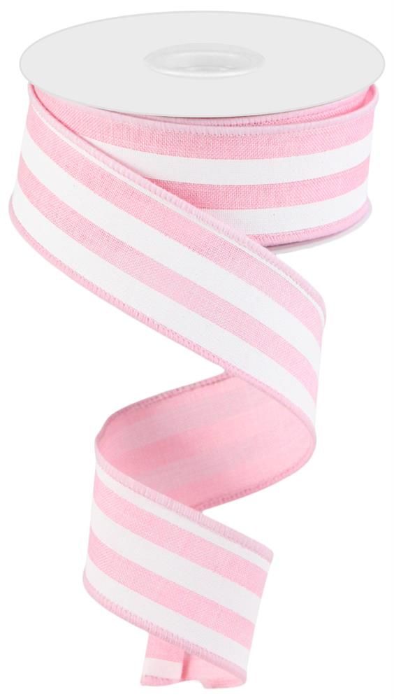 RGC156215   1.5" x 10yd Vertical Stripe    Lt Pink/White