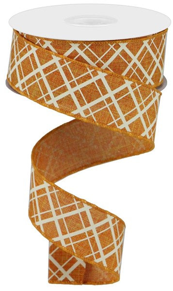 RGA15055T 1.5" x 10yd Thick/Thin Diagonal Check Talisman/Ivory