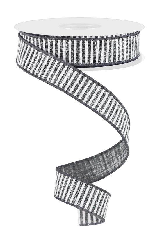 RG778010  7/8" x 10yd Horizontal Stripes/Royal Grey/White