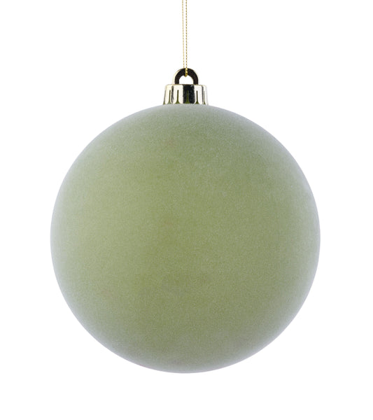 XH1150X8  150Mm Smooth Flocked Ball Ornament Sage Green