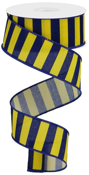 RGA1195YM    1.5" x 10yd Medium Horizontal Stripe/Royal    Dark Blue/Yellow