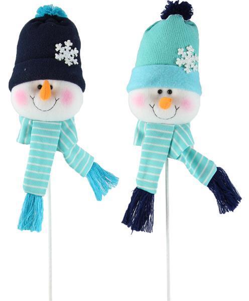 XN6013    6"L Snowman Head W/Pick, 25"Oal     Ice Blue/Navy/White
