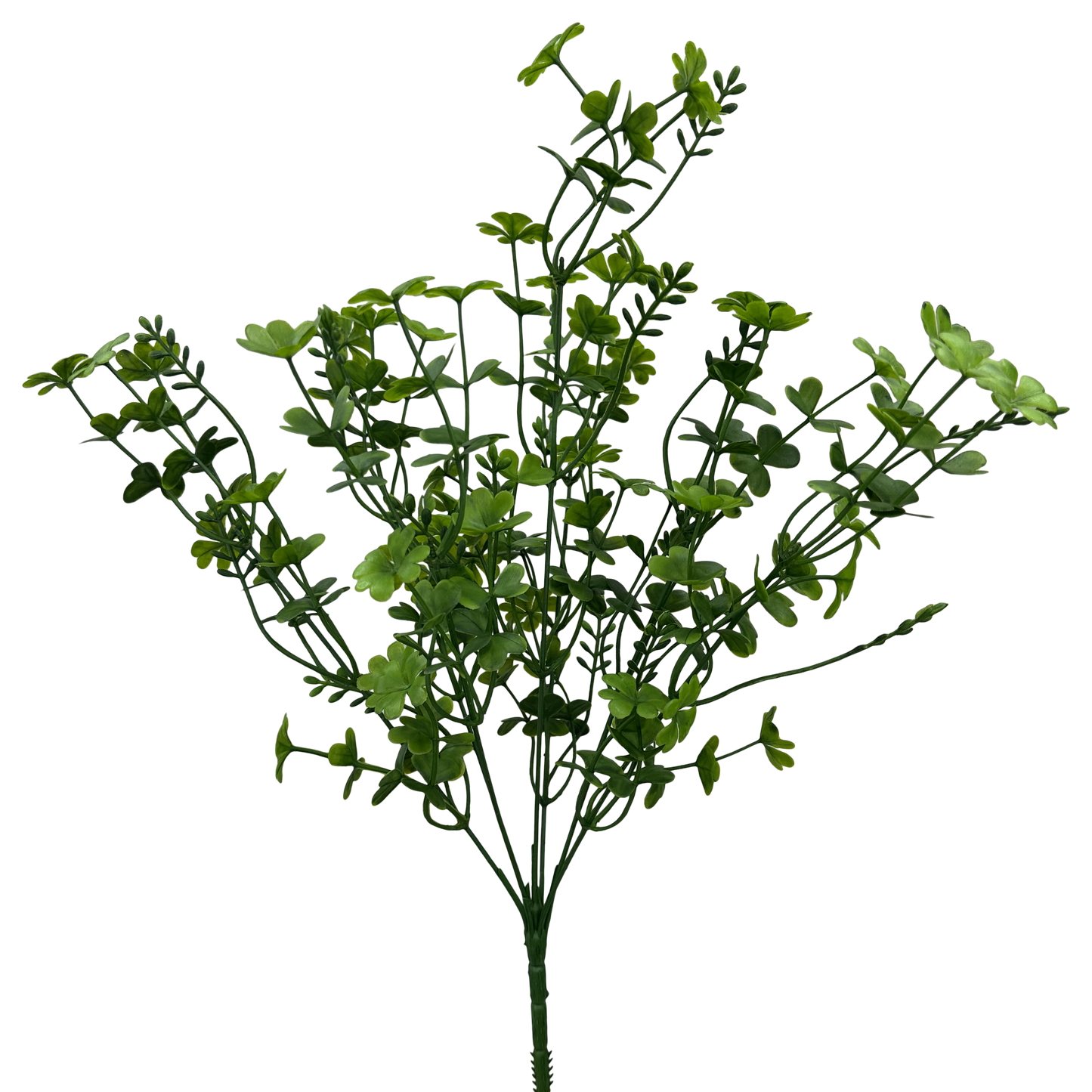 13683GN    21"  Plastic Clover Leaves Bush      Green