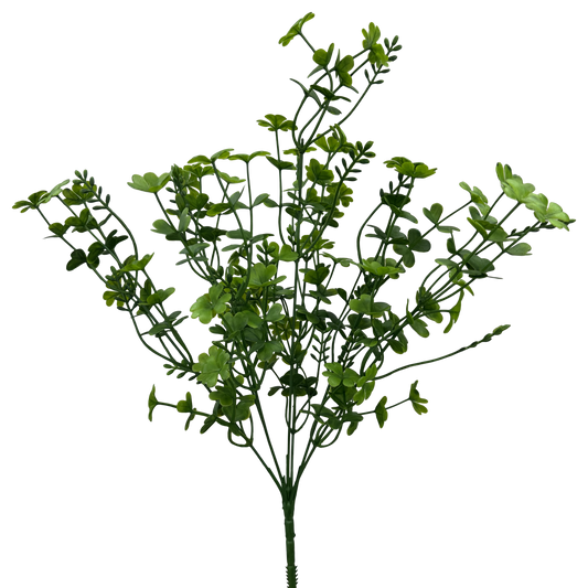 13683GN    21"  Plastic Clover Leaves Bush      Green