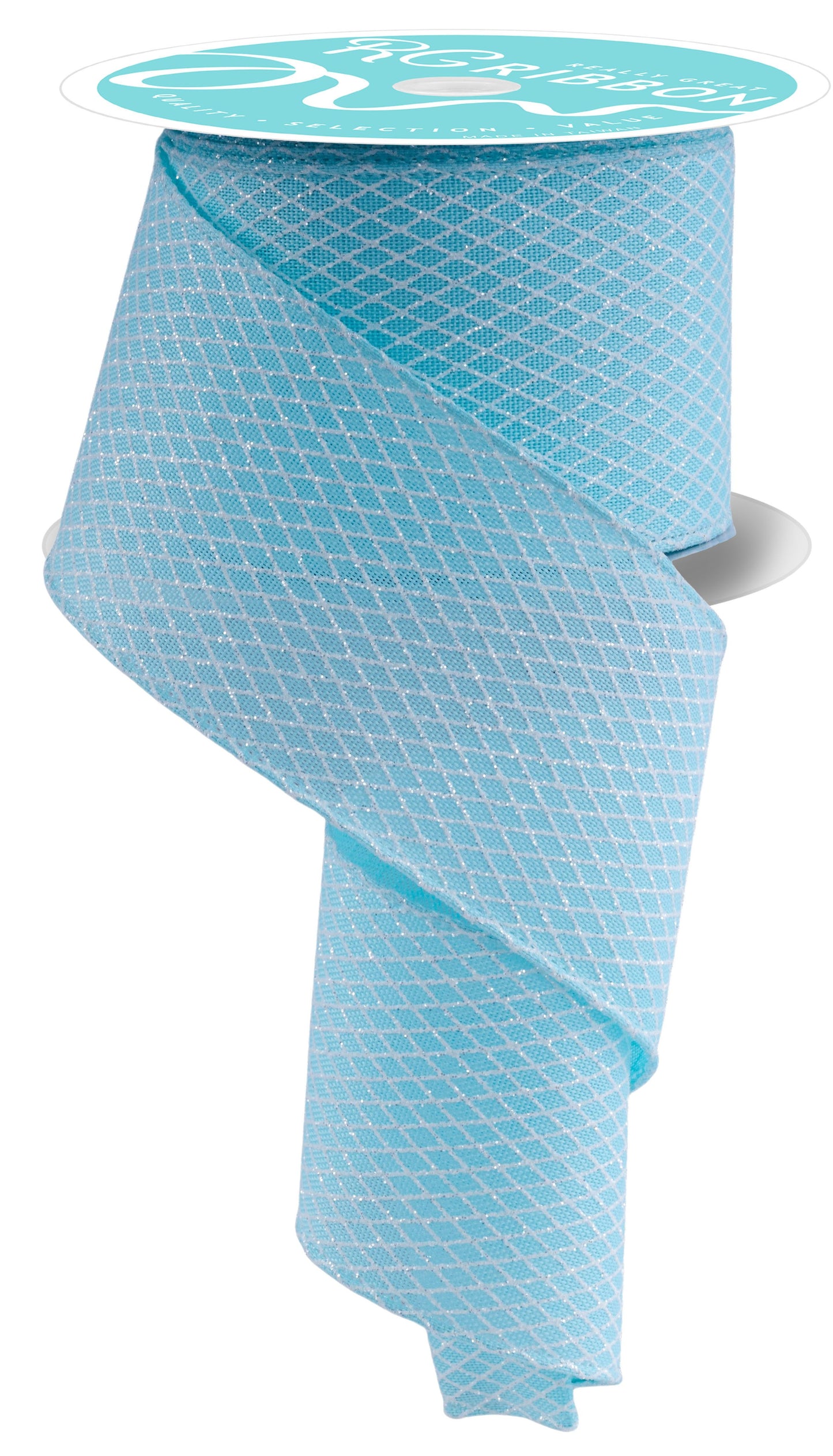 RGF1696H1  2.5" x 10yd Mini Harlequin Ice Blue/White