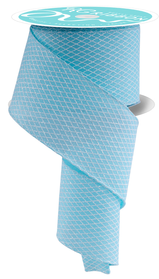 RGF1696H1  2.5" x 10yd Mini Harlequin Ice Blue/White