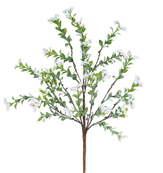 EC437427   18"L Glttr Berry/Mini Leaf Pick   White/Green
