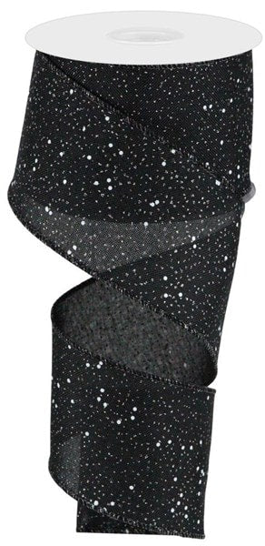 RGC129202 2.5" X 10Yd Multi Snow Glitter On Royal Black/White