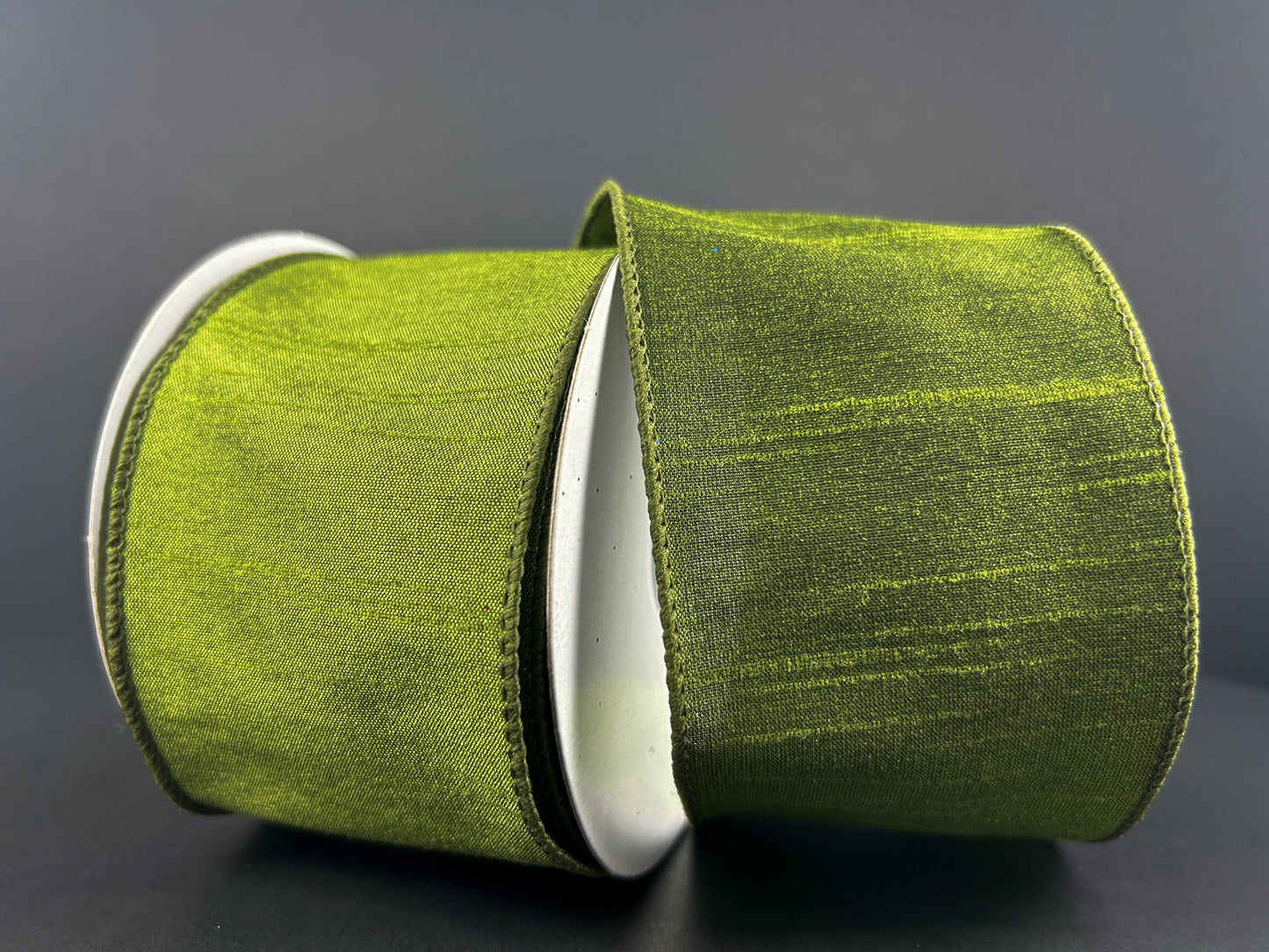 72434-40-08: MOSS GRN FAUX DUPIONI, 2.5"X10Y