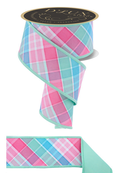 LX1111YR  2.5" x 10yd Bold Plaid/Fused Lt Teal/Pink/Mint