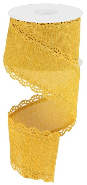 RGC1303F4  2.5" x 10yd Scalloped Edge Royal Burlap  Dark Mustard